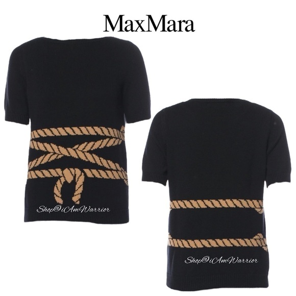 MaxMara cotton knotted rope motif boatneck short sleeve sweater *shop@iamwarrior - Picture 2 of 11